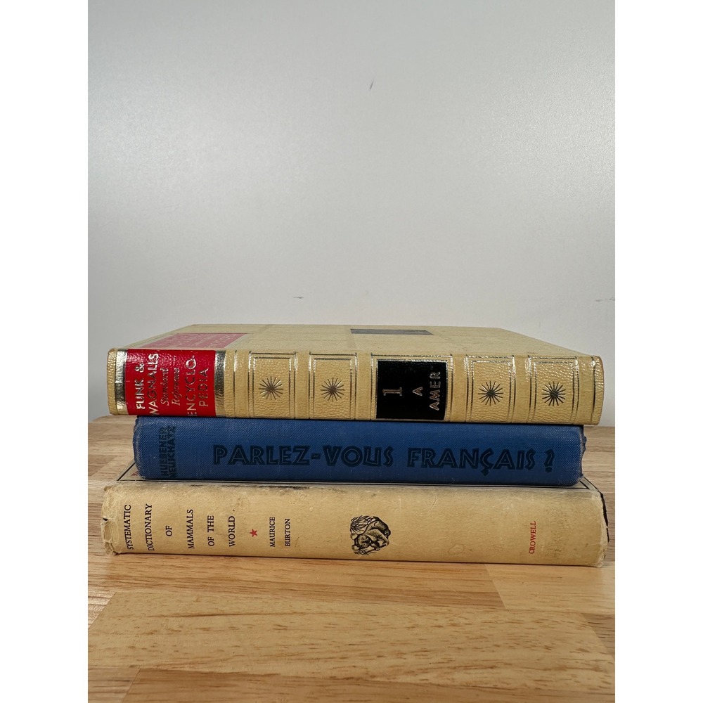 Vintage Book Styling Encyclopaedia Dictionary of Mammals French Book Bundle